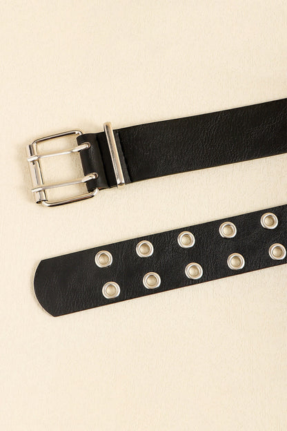 Leather Two Row Eyelet Belt