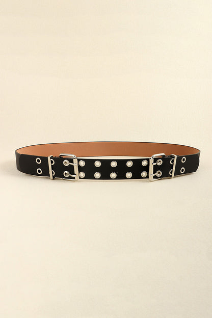 Leather Two Row Eyelet Belt