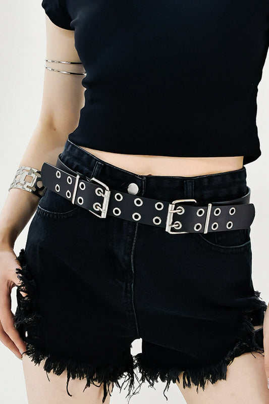 Leather Two Row Eyelet Belt