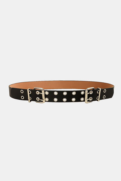 Leather Two Row Eyelet Belt