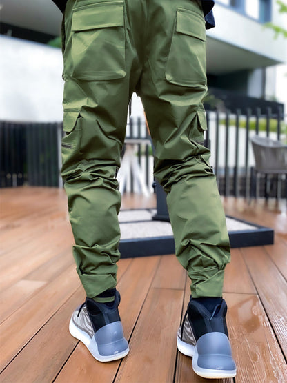 Men's trendy loose straight multi-pocket cargo pants