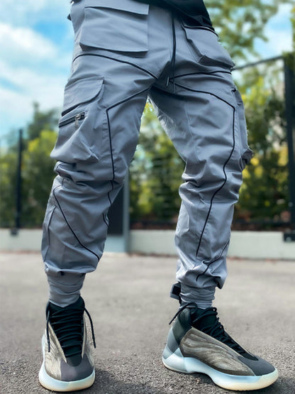 Men's trendy loose straight multi-pocket cargo pants