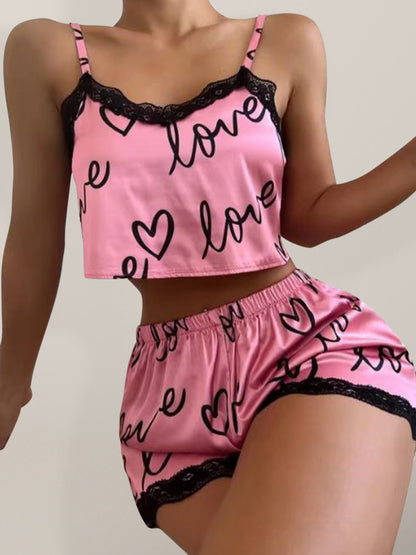 Cute Love Print Pajamas