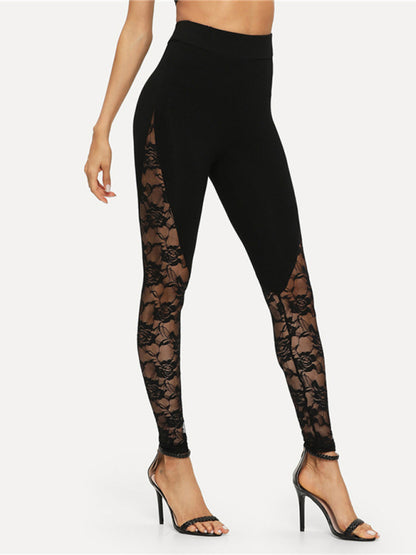 Hollow lace stitching sports yoga leggings