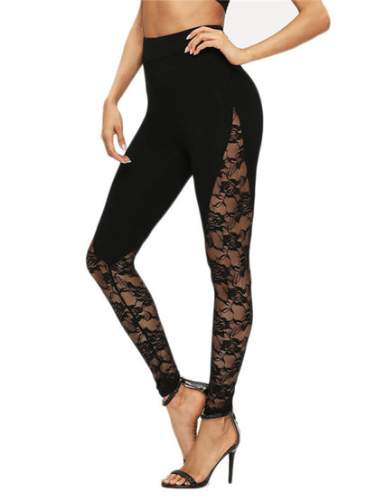 Hollow lace stitching sports yoga leggings