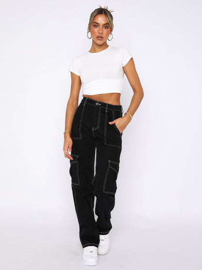 Straight multi-pocket overalls