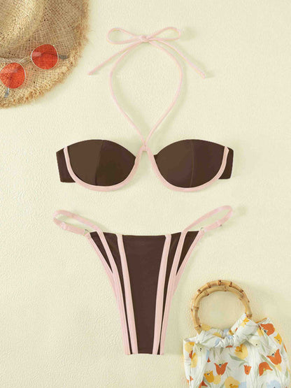 One piece split swimsuit