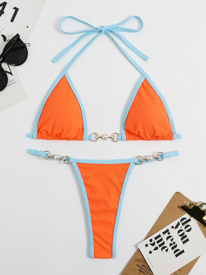 Ladies Knight sexy solid color bikini suit