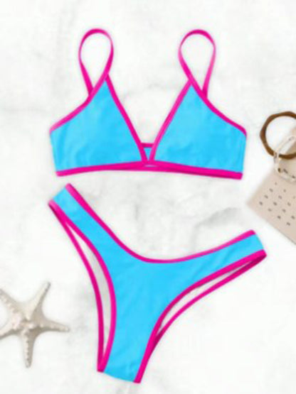 Solid Color Contrast Color Bikini