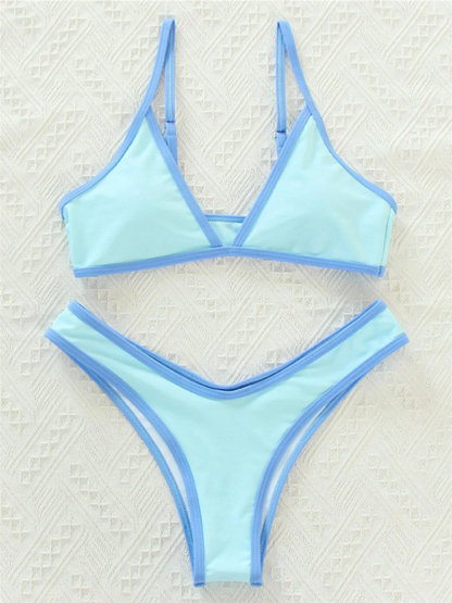 Solid Color Contrast Color Bikini