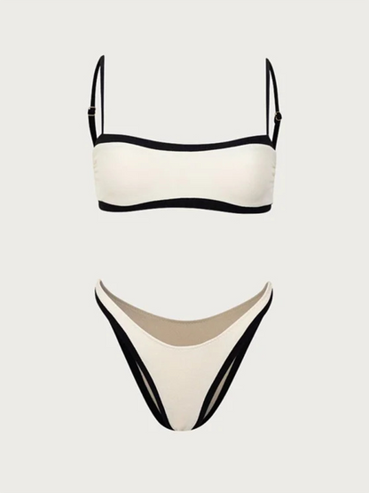 White and black bikini set