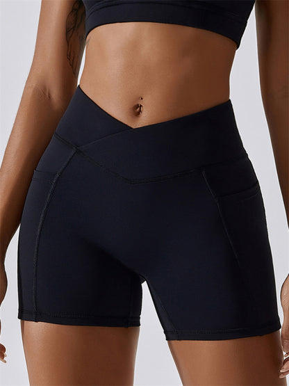 Crossover Waist Leggings Sports Shorts