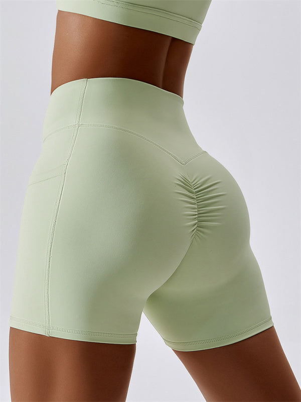 Crossover Waist Leggings Sports Shorts