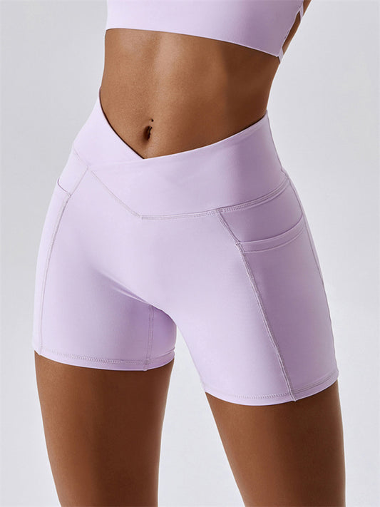 Crossover Waist Leggings Sports Shorts